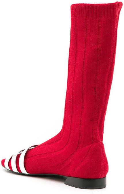 Gloria Coelho contrasting straps knitted boots Red