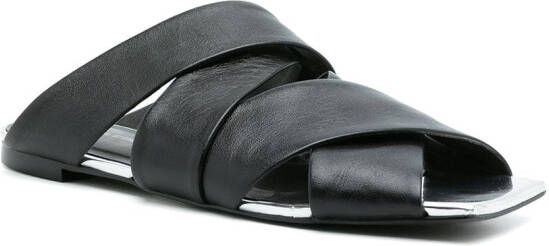 Gloria Coelho crossover-strap leather sandals Black