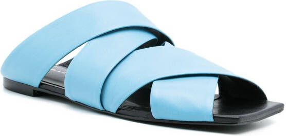 Gloria Coelho crossover-strap leather sandals Blue