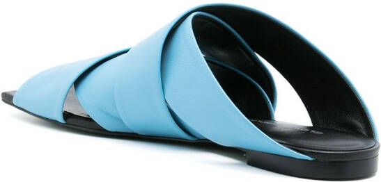 Gloria Coelho crossover-strap leather sandals Blue