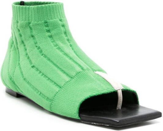 Gloria Coelho ribbed-sock ankle sandals Green