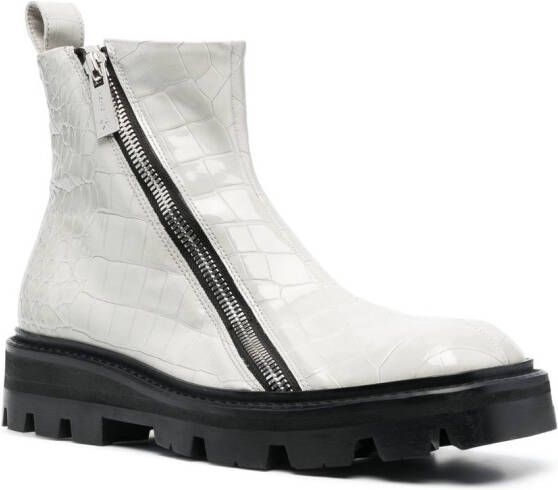 GmbH double-zip textured ankle boots Grey