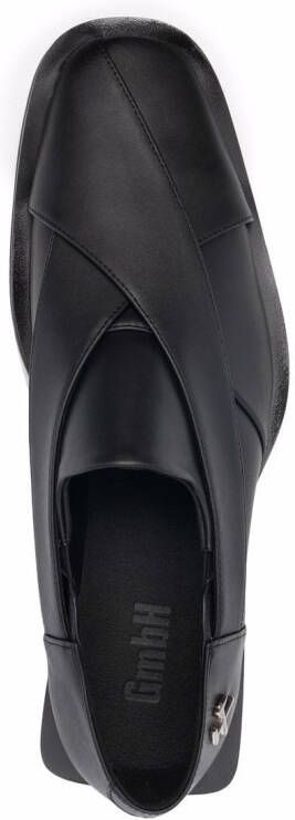 GmbH logo plaque faux-leather loafers Black