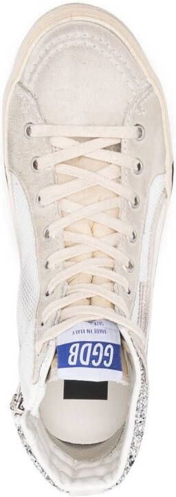 Golden Goose glitter-detail leather high-top sneakers Silver