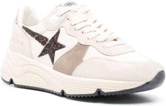 Golden Goose glitter star-patch suede sneakers Neutrals