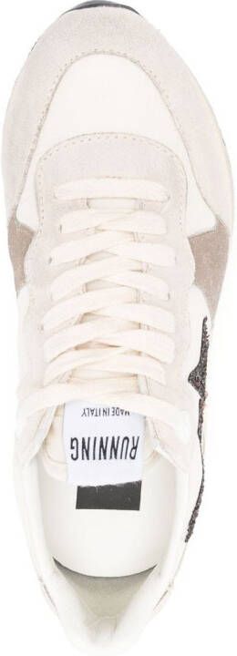 Golden Goose glitter star-patch suede sneakers Neutrals