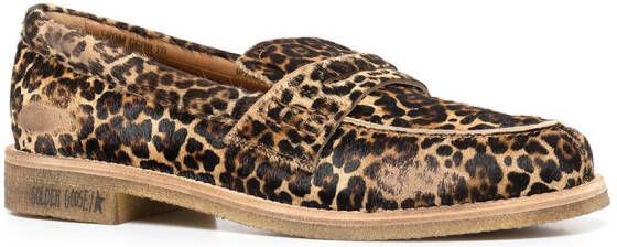 Golden Goose Jerry leopard-print penny loafers Brown