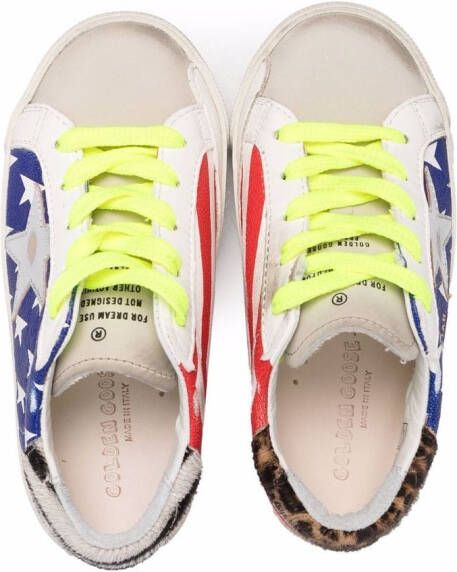 Golden Goose Kids american-flag lace-up sneakers Blue