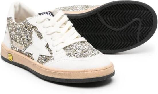 Golden Goose Kids Ball Star-patch glitter sneakers White
