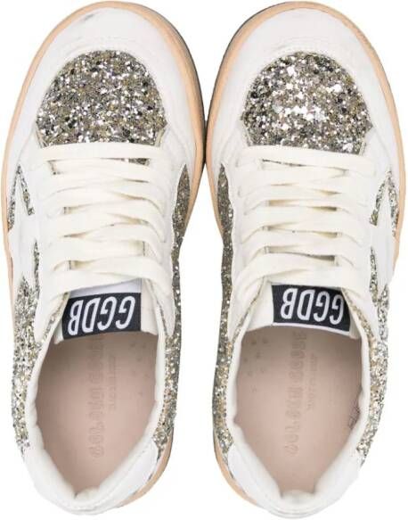 Golden Goose Kids Ball Star-patch glitter sneakers White