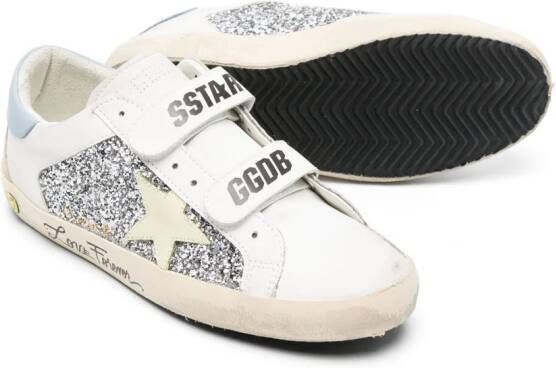 Golden Goose Kids glitter-embellished touch-strap sneakers White