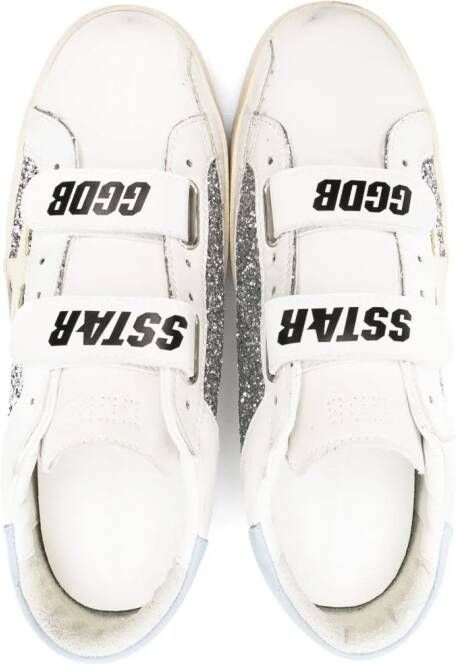 Golden Goose Kids glitter-embellished touch-strap sneakers White