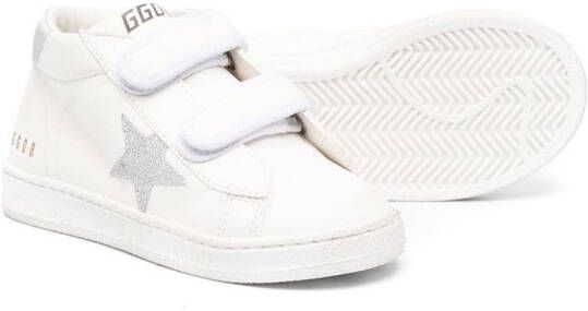 Golden Goose Kids June star-patch leather sneakers White