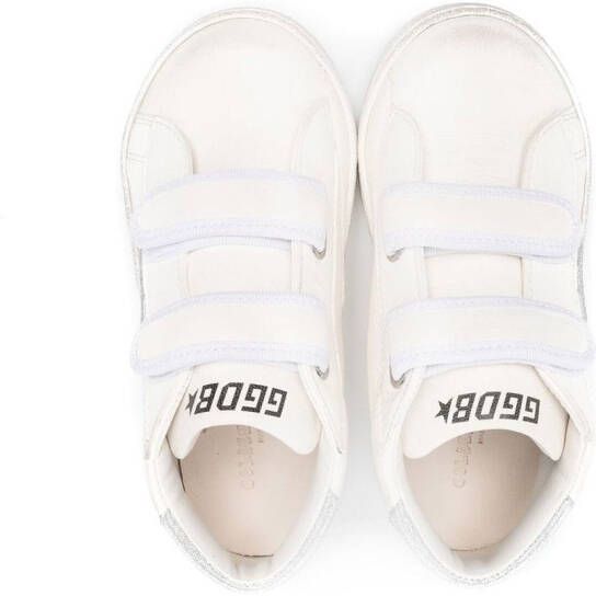 Golden Goose Kids June star-patch leather sneakers White