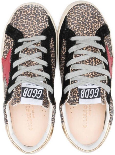 Golden Goose Kids leopard print star-patch sneakers Neutrals