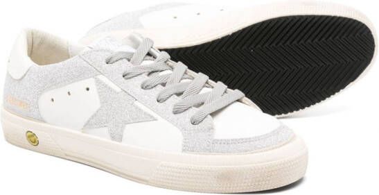 Golden Goose Kids May glitter-detail sneakers Silver
