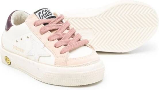 Golden Goose Kids May leather lace-up sneakers Neutrals