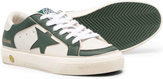 Golden Goose Kids May star-patch leather sneakers Green