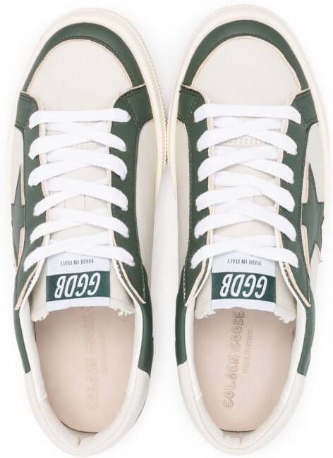 Golden Goose Kids May star-patch leather sneakers Green