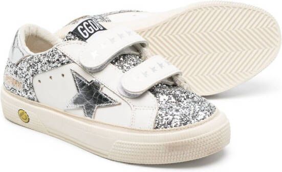 Golden Goose Kids May touch-strap leather sneakers White