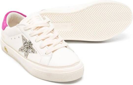 Golden Goose Kids May Young leather sneakers White