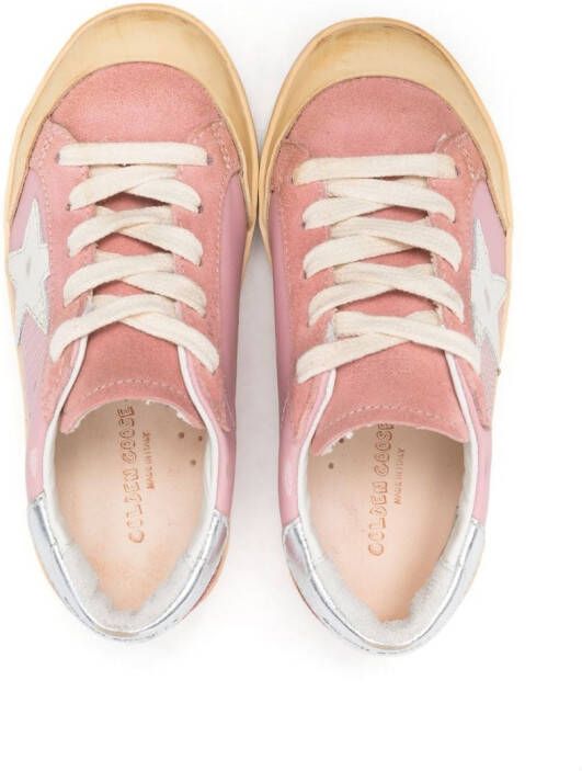 Golden Goose Kids star-patch lace-up sneakers Pink