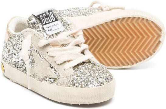 Golden Goose Kids Super-Star glitter-detail low-top sneakers Silver