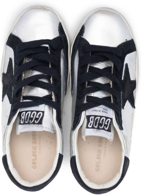 Golden Goose Kids Super-Star leather sneakers Silver