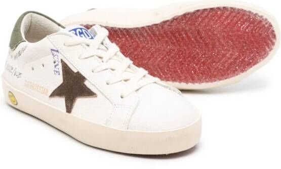 Golden Goose Kids Super Star slogan-print leather sneakers White