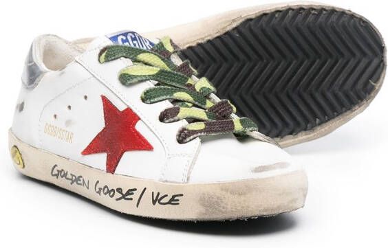Golden Goose Kids Superstar distressed-finish sneakers White