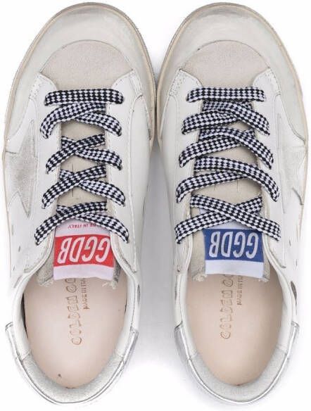 Golden Goose Kids Superstar distressed leather sneakers White