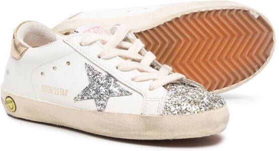 Golden Goose Kids Superstar glittered sneakers White