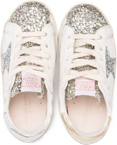 Golden Goose Kids Superstar glittered sneakers White