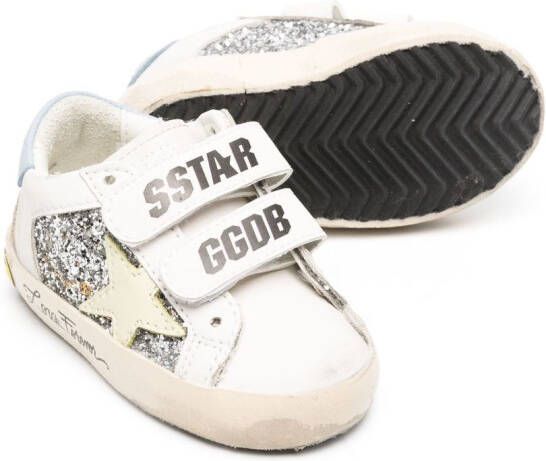 Golden Goose Kids touch-strap glitter sneakers White