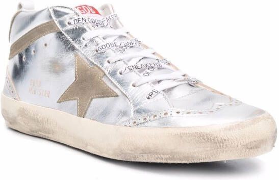 Golden Goose Laminated Star and Wave mid-top sneakers Silver