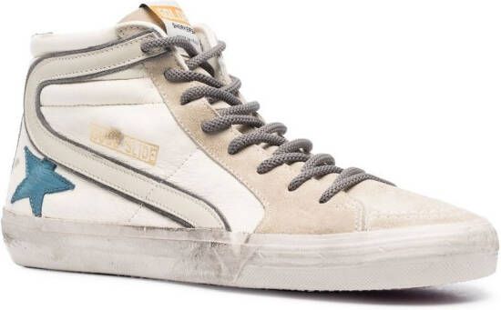 Golden Goose leather distressed high-top sneakers White