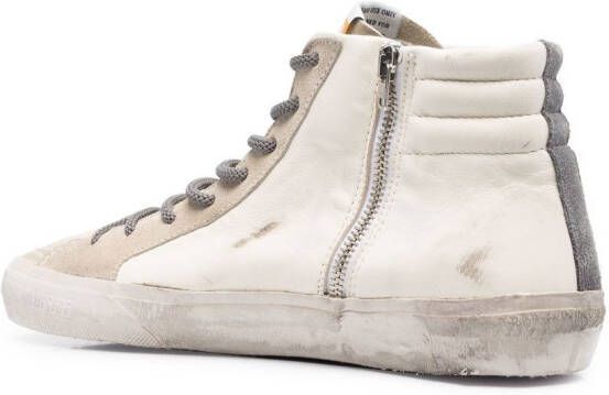 Golden Goose leather distressed high-top sneakers White