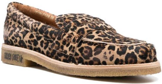 Golden Goose leopard-print round-toe loafers Brown