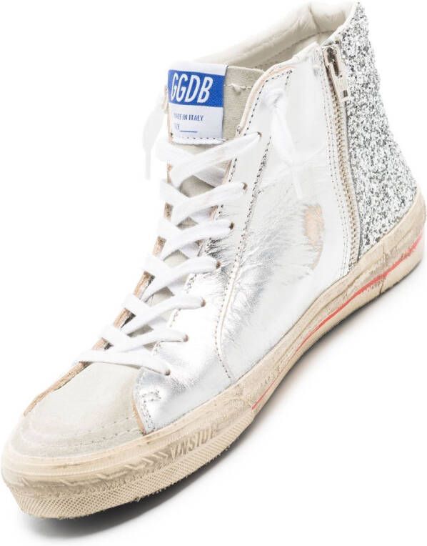 Golden Goose logo-patch lace-up sneakers Silver