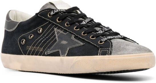 Golden Goose logo-patch leather sneakers Blue