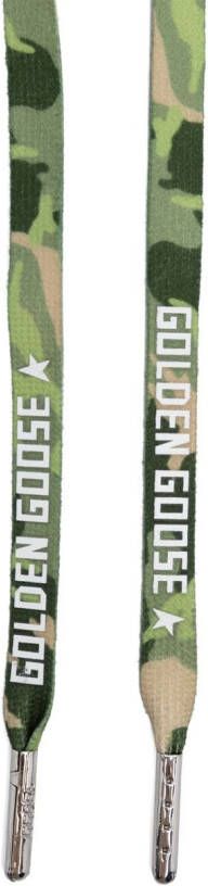 Golden Goose logo camouflage-print shoe laces Green