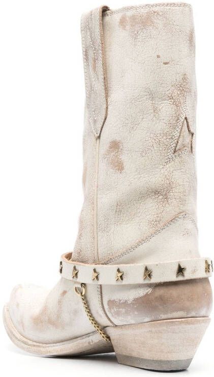Golden Goose Low Wish Star leather boots White