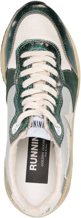 Golden Goose metallic-effect lace-up sneakers Green