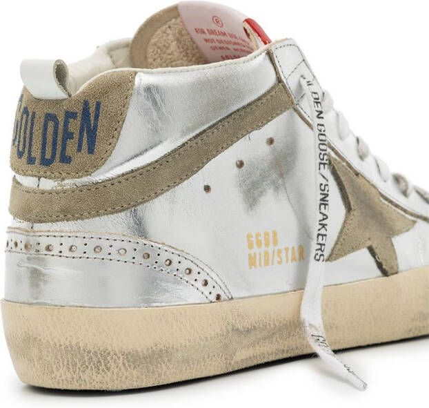 Golden Goose Mid-Star laminated sneakers Silver