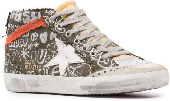 Golden Goose Mid Star lettering print high-top sneakers Green