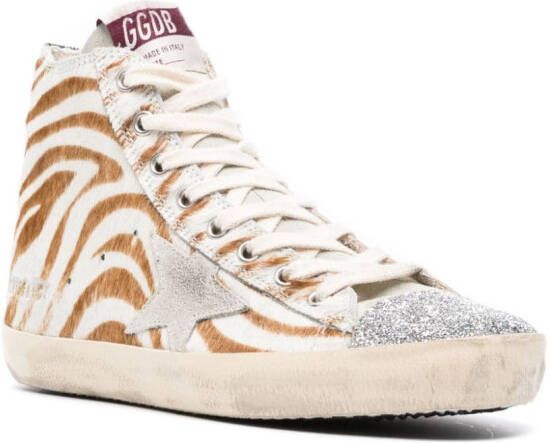 Golden Goose Mid Star zebra-print sneakers Neutrals