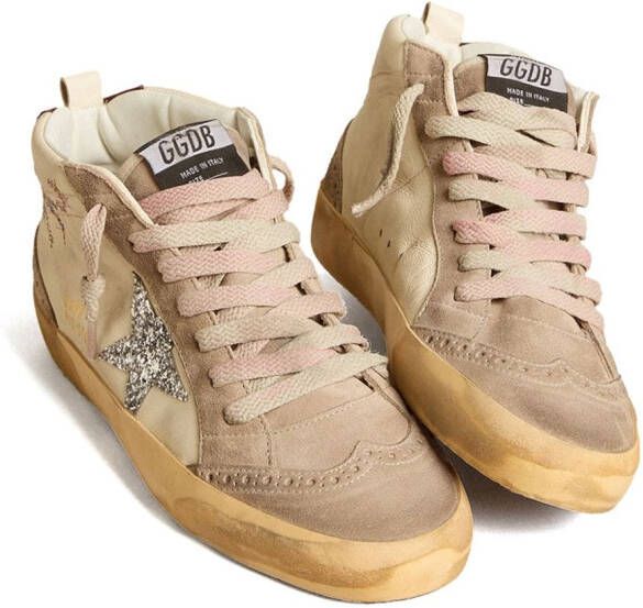 Golden Goose Midstar panelled embroidered sneakers Neutrals
