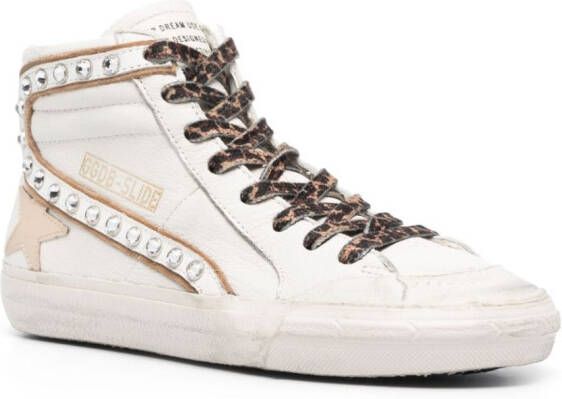 Golden Goose Slide crystal-embellished hi-top sneakers White