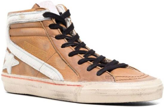 Golden Goose Slide hi-top leather sneakers Brown