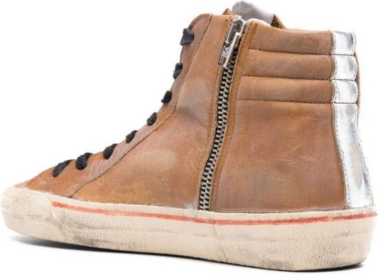 Golden Goose Slide hi-top leather sneakers Brown